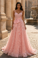 Elowen Lace Ballgown with Waist Bow Sash