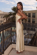 Valeria Satin V-Neck Maxi Bridesmaid Dress