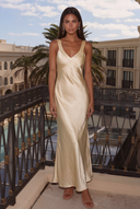 Valeria Satin V-Neck Maxi Bridesmaid Dress