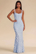 Isabella 3D Floral Mermaid Maxi Dress