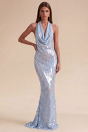 Celestia Halter Sequin Prom Gown