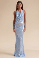 Celestia Halter Sequin Prom Gown