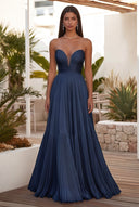 Cassiopeia Strapless Pleated Evening Dress