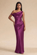 Valeria Off-The-Shoulder Draped Satin Bridesmaid Dress