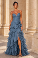 Seraphina Strapless Ruffled Prom Dress