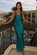 Valeria Satin V-Neck Maxi Bridesmaid Dress