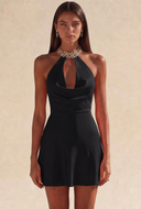 Valeria Satin Halter Mini Dress