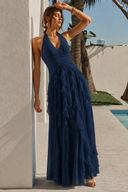 Liora Halter Ruffled Chiffon Bridesmaid Dress