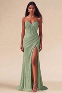 Isabella Strapless Beaded Corset Prom Gown