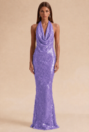 Celestia Halter Sequin Prom Gown
