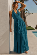 Liora Halter Ruffled Chiffon Bridesmaid Dress