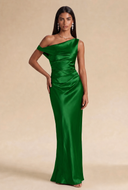 Valeria Off-The-Shoulder Draped Satin Bridesmaid Dress