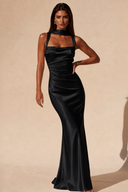 Valeria Satin Square Neck Mermaid Gown