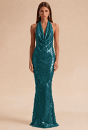 Celestia Halter Sequin Prom Gown