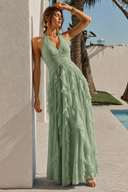 Liora Halter Ruffled Chiffon Bridesmaid Dress