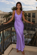 Valeria Satin V-Neck Maxi Bridesmaid Dress