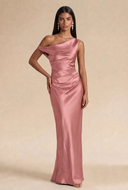 Valeria Off-The-Shoulder Draped Satin Bridesmaid Dress
