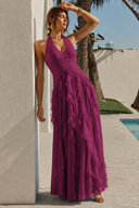Liora Halter Ruffled Chiffon Bridesmaid Dress