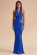 Celestia Halter Sequin Prom Gown