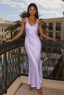 Valeria Satin V-Neck Maxi Bridesmaid Dress