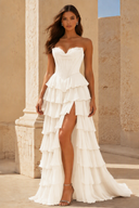 Cassiopeia Strapless Tiered Ruffle Prom Gown