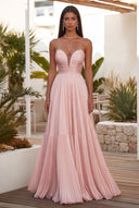 Cassiopeia Strapless Pleated Evening Dress