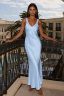 Valeria Satin V-Neck Maxi Bridesmaid Dress