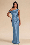 Valeria Off-The-Shoulder Draped Satin Bridesmaid Dress