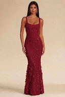 Isabella 3D Floral Mermaid Maxi Dress