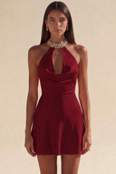 Valeria Satin Halter Mini Dress