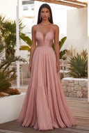 Cassiopeia Strapless Pleated Evening Dress