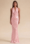 Celestia Halter Sequin Prom Gown