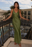 Valeria Satin V-Neck Maxi Bridesmaid Dress