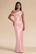 Valeria Off-The-Shoulder Draped Satin Bridesmaid Dress