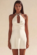 Valeria Satin Halter Mini Dress