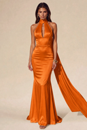 Valeria Satin Halter Mermaid Bridal Gown