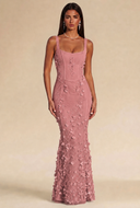 Isabella 3D Floral Mermaid Maxi Dress