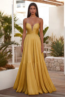 Cassiopeia Strapless Pleated Evening Dress