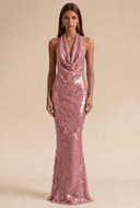 Celestia Halter Sequin Prom Gown