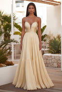 Cassiopeia Strapless Pleated Evening Dress