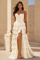 Cassiopeia Strapless Tiered Ruffle Prom Gown