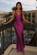 Valeria Satin V-Neck Maxi Bridesmaid Dress