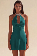 Valeria Satin Halter Mini Dress