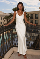 Valeria Satin V-Neck Maxi Bridesmaid Dress