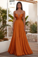 Cassiopeia Strapless Pleated Evening Dress