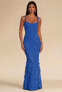 Isabella 3D Floral Mermaid Maxi Dress