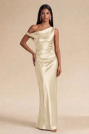 Valeria Off-The-Shoulder Draped Satin Bridesmaid Dress