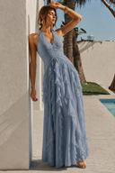 Liora Halter Ruffled Chiffon Bridesmaid Dress
