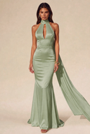 Valeria Satin Halter Mermaid Bridal Gown