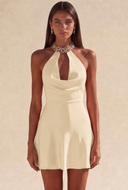 Valeria Satin Halter Mini Dress